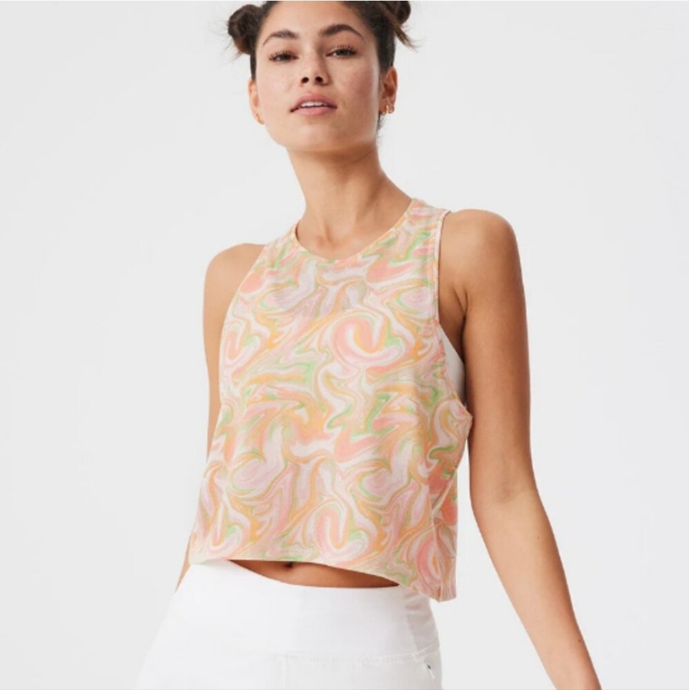 Outdoor Voices Fast Track Mesh Tank in Pink Marble